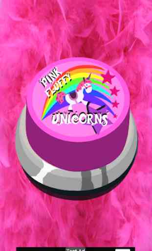 Pink fluffy unicorns dancing on rainbows button 1