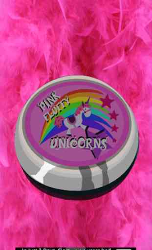Pink fluffy unicorns dancing on rainbows button 2