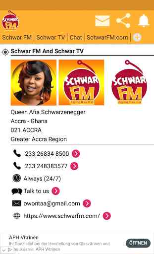 Schwar FM Ghana, Schwar TV & LIVE Chat 3