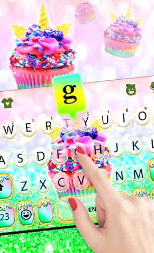 Thème de clavier Rainbow Unicorn Cupcake 2