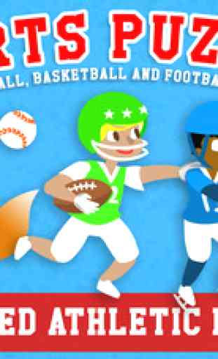 Puzzles Sports pour Enfants – Les Meilleurs Jeux de Baseball, Basketball, Soccer et Football avec des Garçons, des Filles et des Animaux! - Version éducation 1