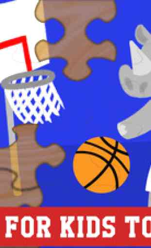 Puzzles Sports pour Enfants – Les Meilleurs Jeux de Baseball, Basketball, Soccer et Football avec des Garçons, des Filles et des Animaux! - Version éducation 3