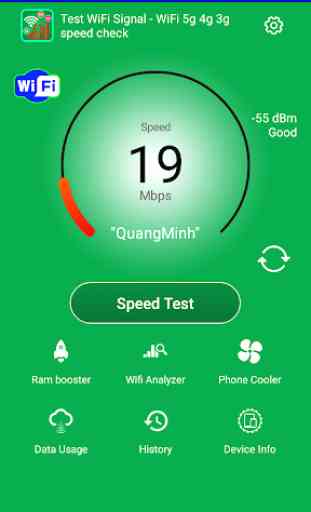 Test du signal Wifi -Test de vitesse WiFi 5g 4g 3g 2