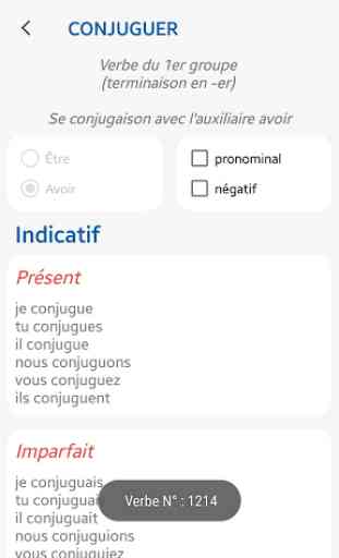 Conjugueur français - pronominal et négatif   3