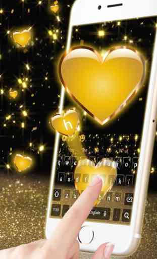 Thème de clavier de luxe Golden Heart 3