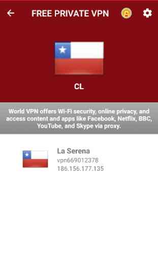 Free VPN - Chile VPN Unlimited Security Proxy VPN 1