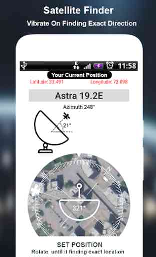 Pointeur satellite calculateur zone géographique 1