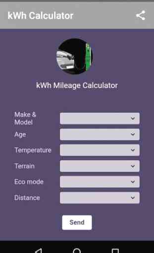 Electric Vehicle kWh Mileage Calculator 1