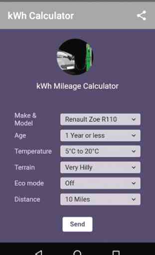 Electric Vehicle kWh Mileage Calculator 3