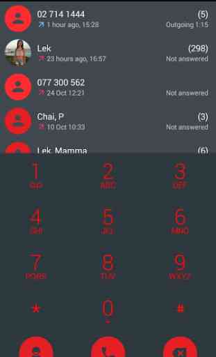 Dialer theme Droid L Red for Drupe and ExDialer 1