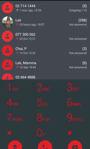 Dialer theme Droid L Red for Drupe and ExDialer 2