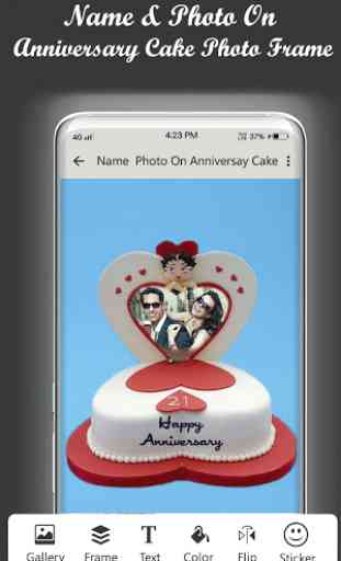 Name Photo On Anniversary Cake Photo Frame 2