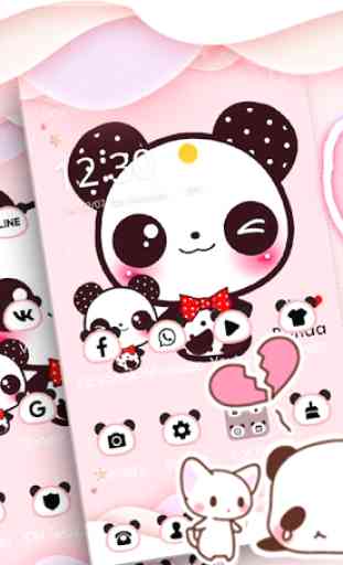 Pink Cute Panda Lovely Theme 3