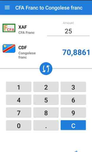 Convertisseur de Franc CFA en Franc Congolais 1