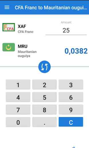 Convertisseur Franc CFA en Ouguiya mauritanien 1
