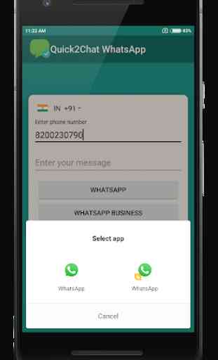 Quick2Chat - Chat with Unsaved Contact on WhatsApp 3