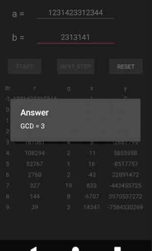 Extended Euclidian GCD Calculator 3