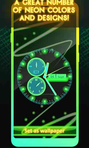 Horloge Néon Fond d'Ecran Animé App 3