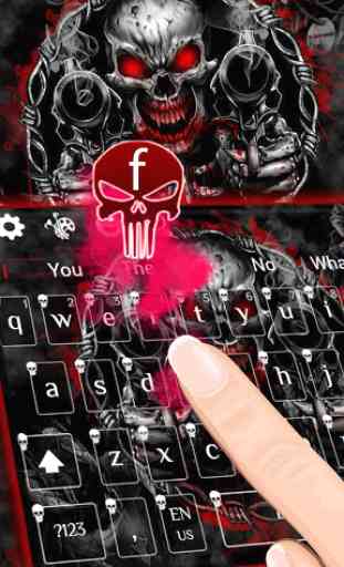 Red Blood Skull Guns Keyboard Theme 3