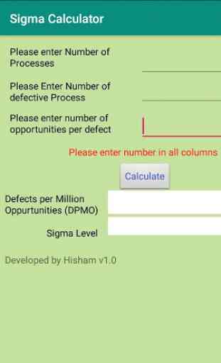 Sigma Level Calculator 1