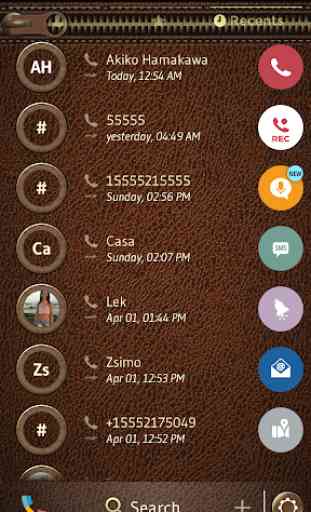 Leather Brown Phone Dial Theme 4