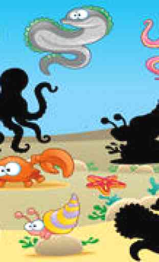 Jeu éducatif sur les animaux de l'océan pour les enfants de 2-5 ans: apprendre pour l'école préparatoire, maternelle ou primaire avec mer, eau, poisson, tortue et crabe 4