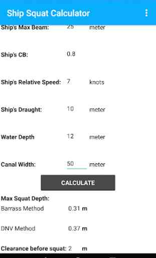 Ship Squat Calculator / UKC 3