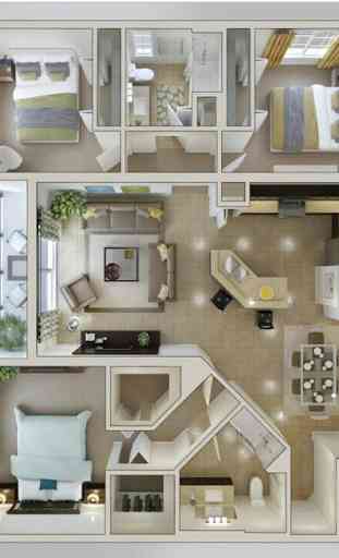 Grande maison Plan 3D 1