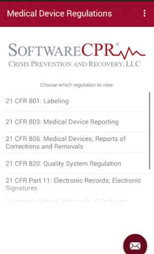 Medical Device Regulations: SoftwareCPR 1