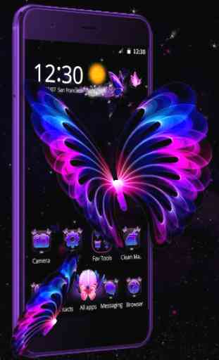 3D Neon Butterfly Galaxy Theme 1