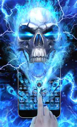 Horrible 3D Blue Flaming Skull Keyboard 2