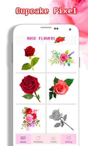 Fleurs roses à colorier par nombre - Pixel Art 1