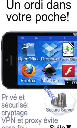 AlwaysOnPC PC Virtuel avec Libre-Office Suite compatible avec Google Docs, Microsoft Powerpoint, Word & Excel, et Dropbox - édition VPN-crypté pour iPhone 1