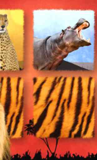 Jeu Mémo Puzzle Safari aux Photo des animaux sauvages Gratuit 1