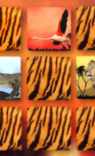 Jeu Mémo Puzzle Safari aux Photo des animaux sauvages Gratuit 4