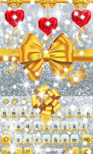 Gold and Silver Glitter Bow Girlish Keyboard 1