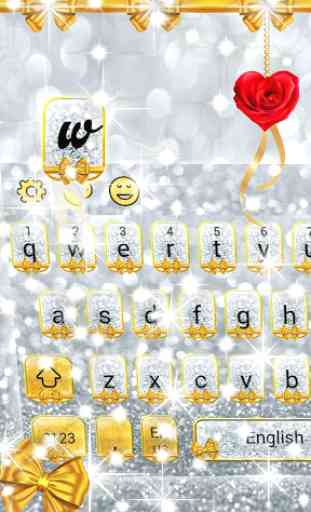 Gold and Silver Glitter Bow Girlish Keyboard 2