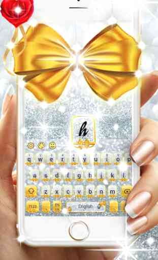 Gold and Silver Glitter Bow Girlish Keyboard 3
