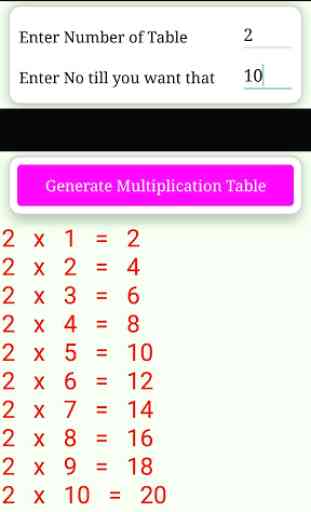 Unlimited Multiplication Table 2