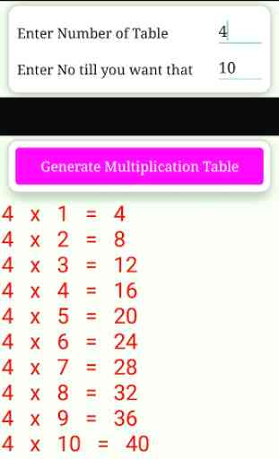 Unlimited Multiplication Table 4