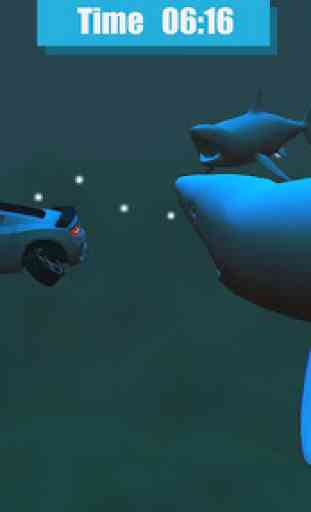 Attaque de requin flottant sous-marine voiture de 4