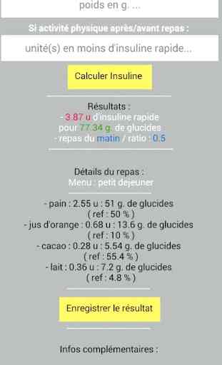 Calcul Insuline - diabète app 4