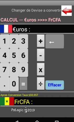 Calculatrice et Convertisseur  €uro/FrancCFA 1