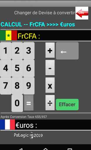 Calculatrice et Convertisseur  €uro/FrancCFA 2