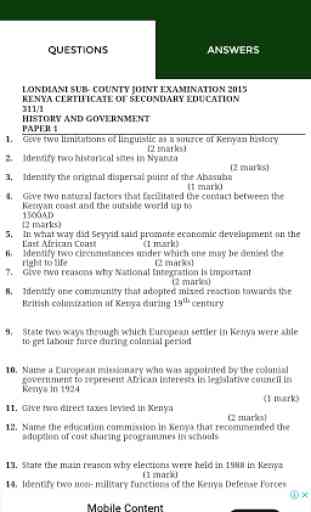 HISTORY & GOVERNMENT - KCSE AND MOCK PAST PAPERS 4
