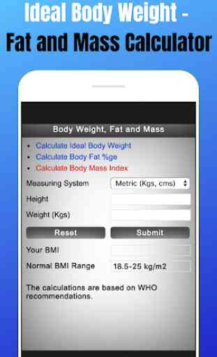 Ideal Body Weight - Fat and Mass Calculator 3