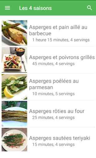 Les 4 saisons avec calories recettes en français. 3