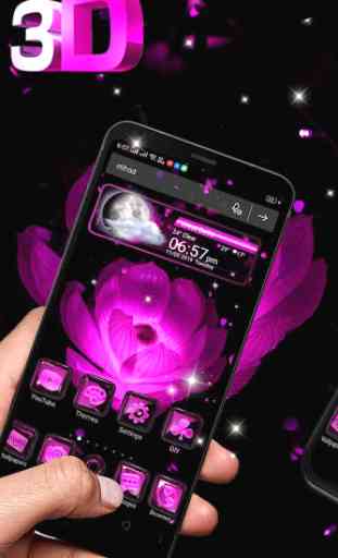 Pink Flower 3D Glass Tech Theme  1