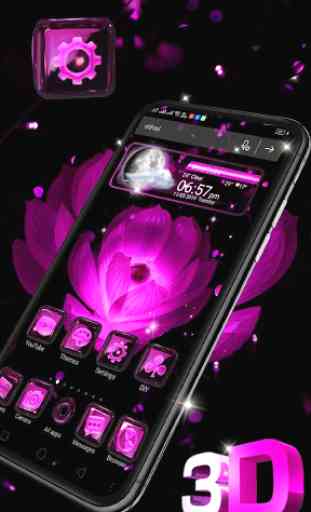 Pink Flower 3D Glass Tech Theme  2