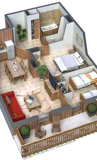 Plans simples de la maison 3D 4